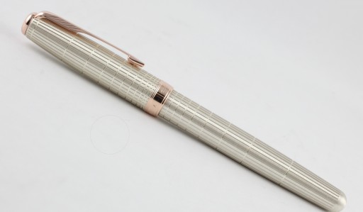 Parker Sonnet Chiseled Silver with Pink Gold Trim Roller Ball Pen